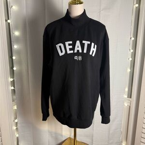 Cool! Black Turtleneck Sweater with Ribbed Cuffs